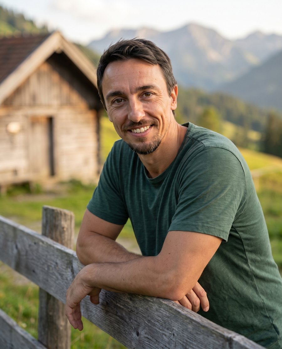 Mathias Fröhlich, Gründer von TRULOC, auf einer Alpe im Allgäu